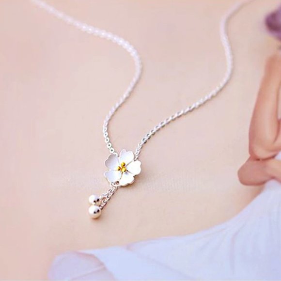 NEW 925 Sterling Silver Cherry Blossom Necklace - Picture 5 of 8